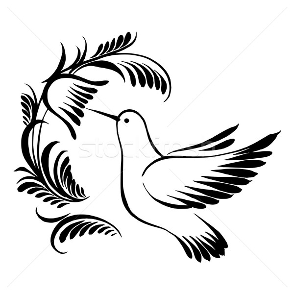 Decoratief silhouet kolibrie vlucht vector artistiek Stockfoto © VectorFlover