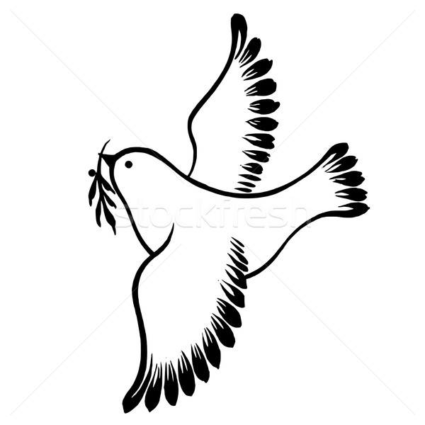 decorative silhouette of a flying dove peace Stock photo © VectorFlover
