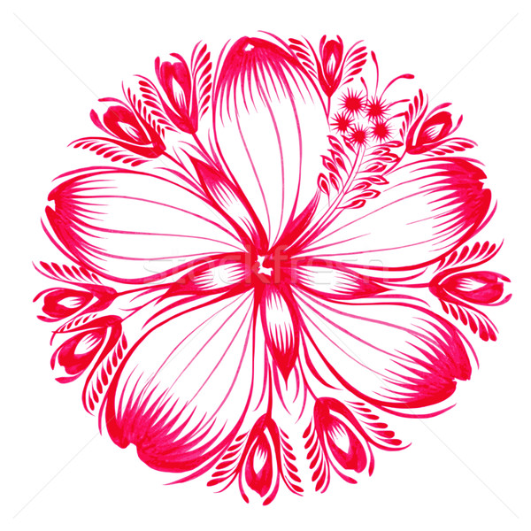 floral decorative ornament red hibiscus Stock photo © VectorFlover
