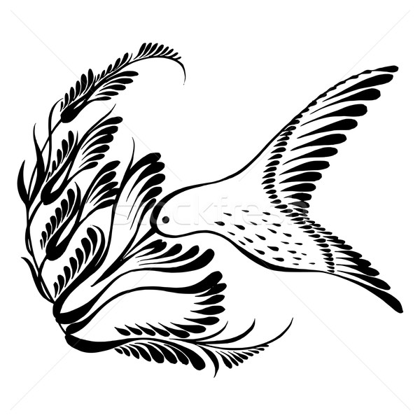 decorative silhouette hummingbird in flight Stock photo © VectorFlover