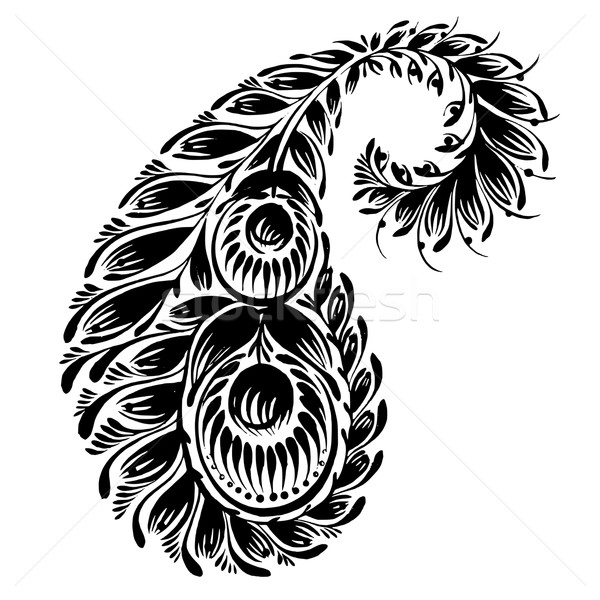 decorative silhouette of a floral paisley Stock photo © VectorFlover