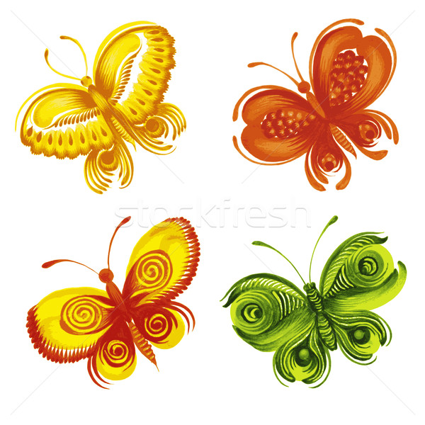 set of decorative ornament butterflies Stock photo © VectorFlover