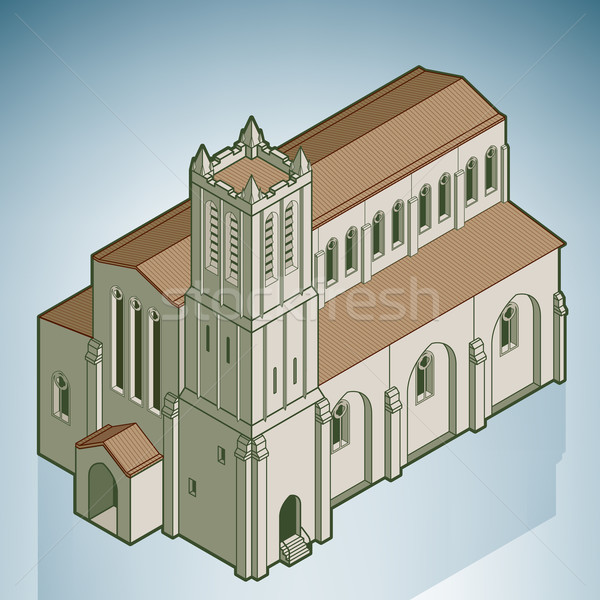 Katolikus templom utca izometrikus 3D ikon szett Stock fotó © Vectorminator