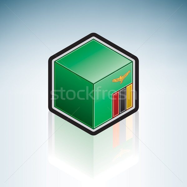 Zambia Afryki banderą republika 3D izometryczny Zdjęcia stock © Vectorminator