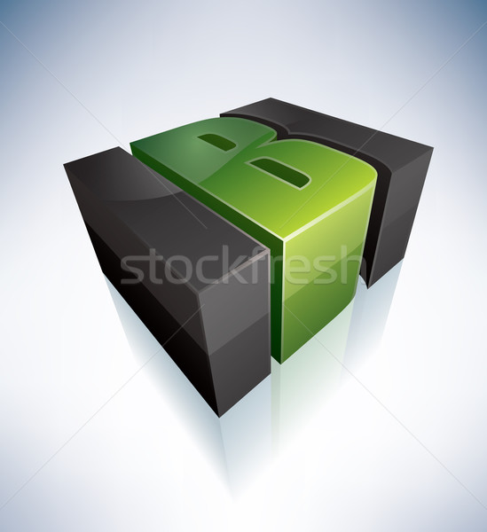Foto stock: Carta · 3D · verde · alfabeto · eps