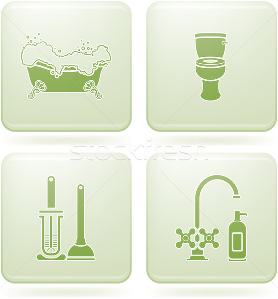 Olivine Square 2D Icons Set: Bathroom Stock photo © Vectorminator