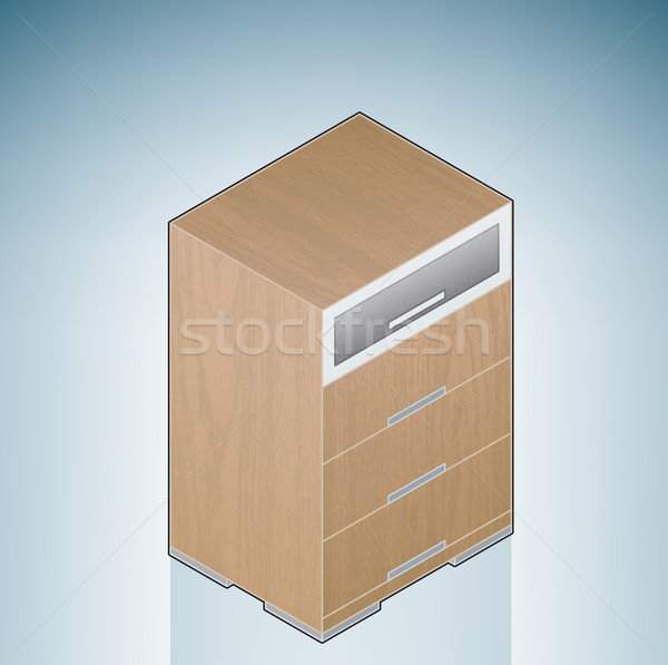 Meubles chambre poitrine tiroirs verre 3D Photo stock © Vectorminator