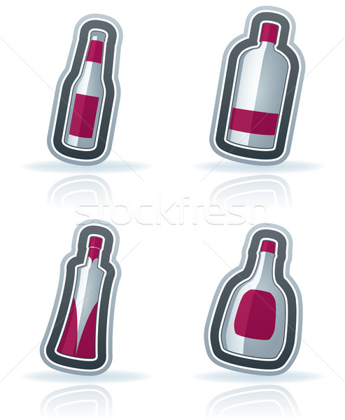 Alkohol üvegek ikonok el különböző formák Stock fotó © Vectorminator