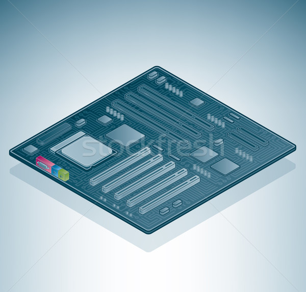 Placa de baza izometrice 3D calculator hardware Imagine de stoc © Vectorminator