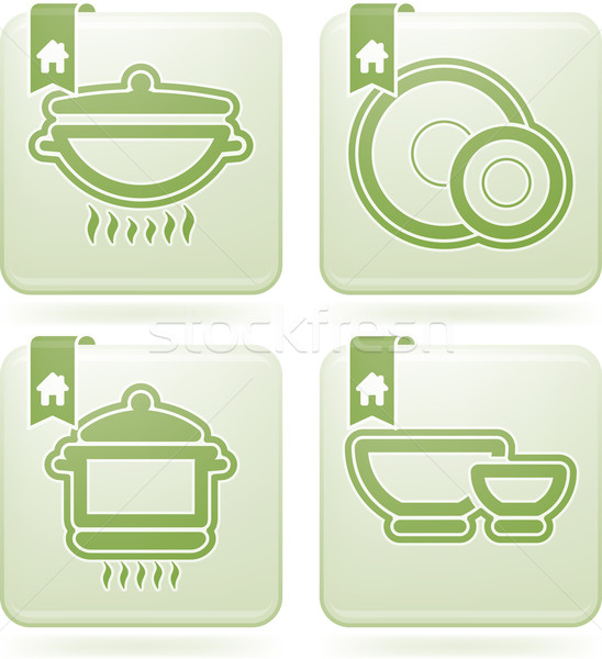 Ház tárgyak helyes wok tányér desszert Stock fotó © Vectorminator