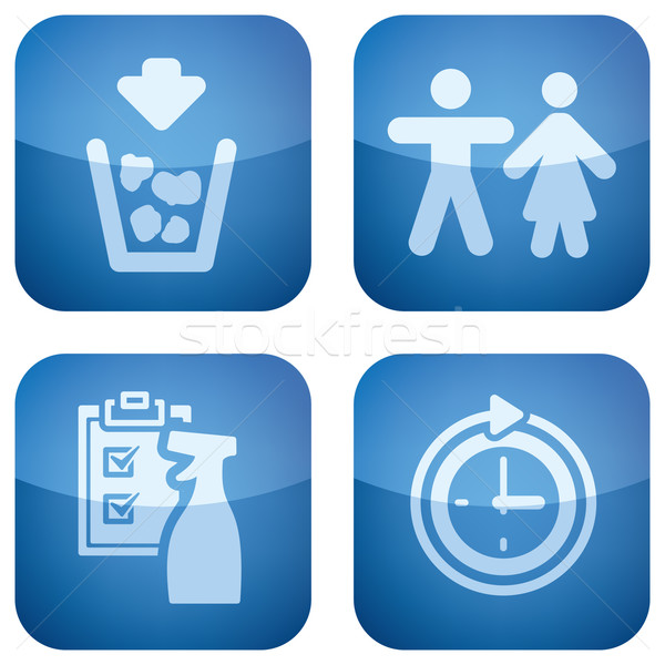 Cobalt Square 2D Icons Set Stock photo © Vectorminator