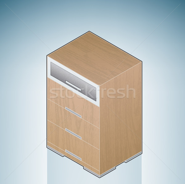 Bútor hálószoba mellkas fiókok üveg 3D Stock fotó © Vectorminator