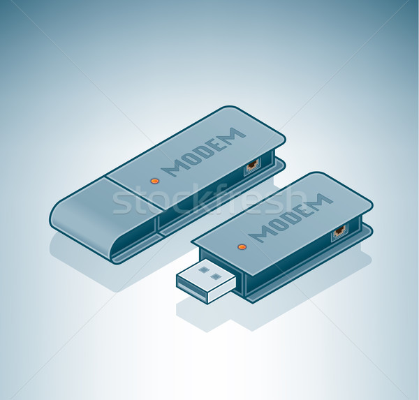 Usb modem izometrikus 3D számítógép hardver Stock fotó © Vectorminator