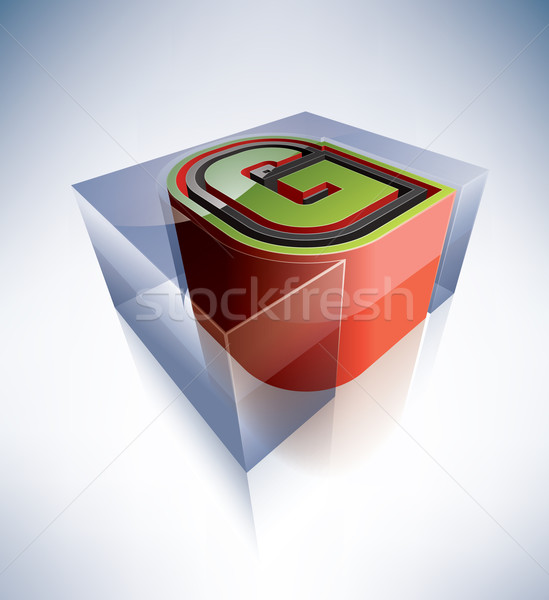 Stockfoto: 3D · alfabet · hoofdletter · transparant · Ice · Cube · zoals