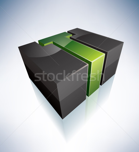 Levél 3D zöld logo ábécé ikon szett Stock fotó © Vectorminator