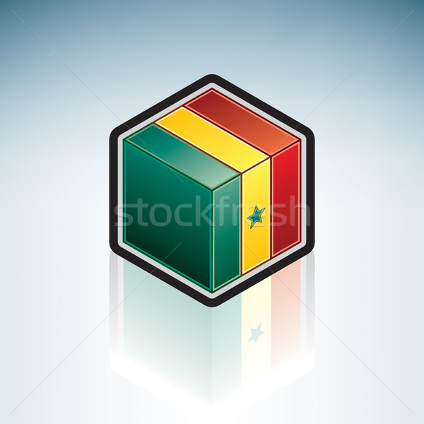 Szenegál Afrika zászló köztársaság 3D izometrikus Stock fotó © Vectorminator