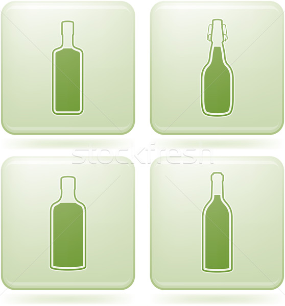 Olivine Square 2D Icons Set: Alcohol bottles Stock photo © Vectorminator