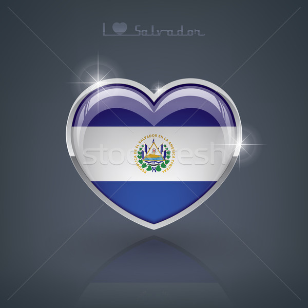 El Salvador glänzend Herzform Fahnen Republik Herz Stock foto © Vectorminator