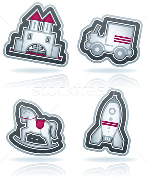 Crianças brinquedos seguro aqui direito topo Foto stock © Vectorminator