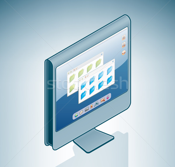 Komputera LCD ekranu izometryczny 3D sprzętu Zdjęcia stock © Vectorminator