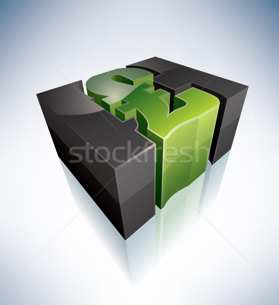 3D signe anglais penny vert symbole Photo stock © Vectorminator