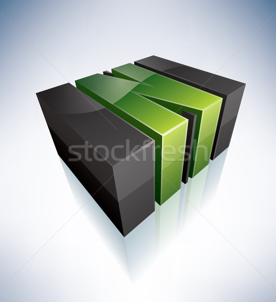 Levél 3D zöld logo ábécé ikon szett Stock fotó © Vectorminator