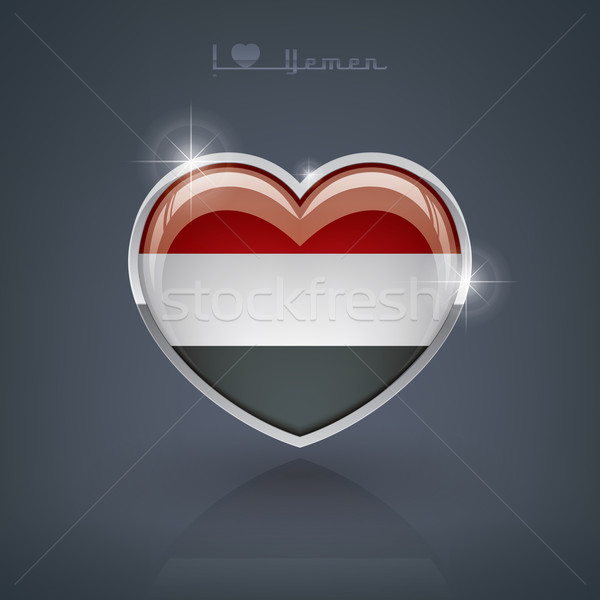 Foto stock: Yemen · forma · de · corazón · banderas · república · corazón