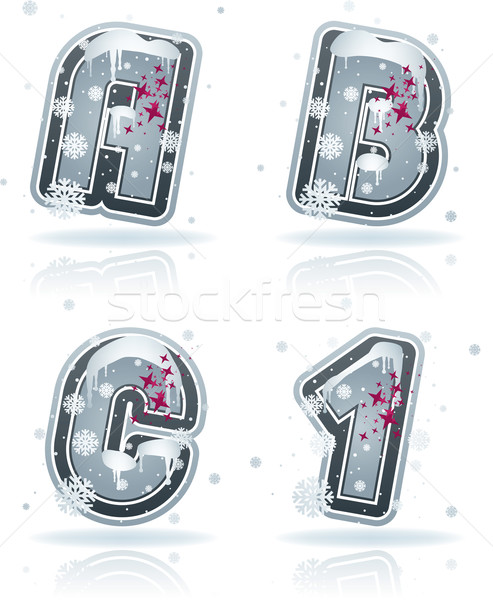 Invierno dígitos cartas Navidad estilo Foto stock © Vectorminator