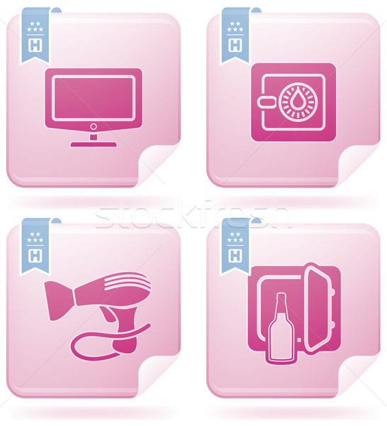 Foto stock: Hotel · iconos · grande · Screen · LCD