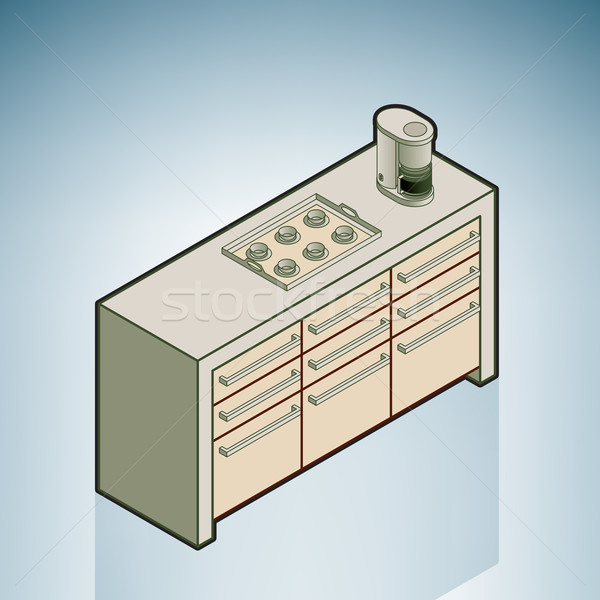 Kaffeemaschine modernen Möbel 3D Stock foto © Vectorminator