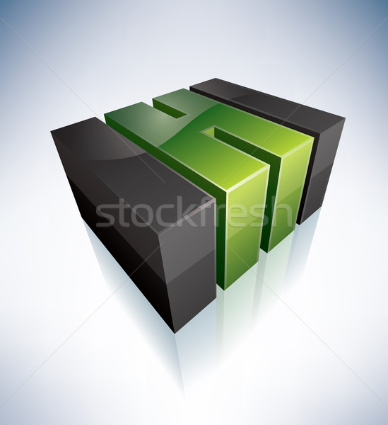 Foto stock: Carta · 3D · verde · logotipo · alfabeto