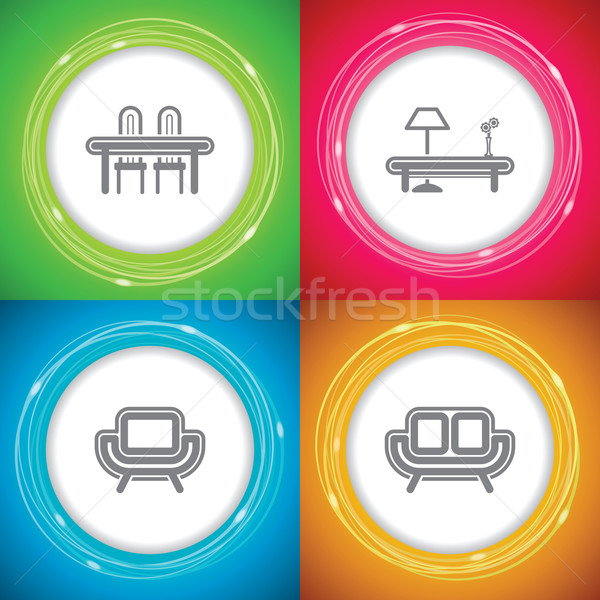 Acasă obiecte birou aprovizionare tabel scaun Imagine de stoc © Vectorminator