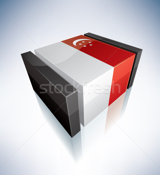 Stockfoto: 3D · vlag · Singapore · asia · republiek · vlaggen
