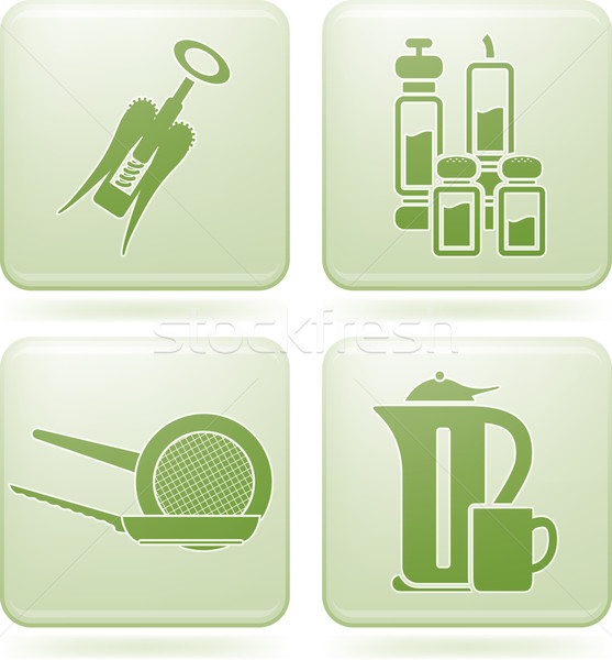 Stock photo: Cobalt Square 2D Icons Set: Kitchen utensils