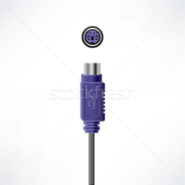 [[stock_photo]]: Câble · d'ordinateur · plug · souris · socket · ordinateur · matériel