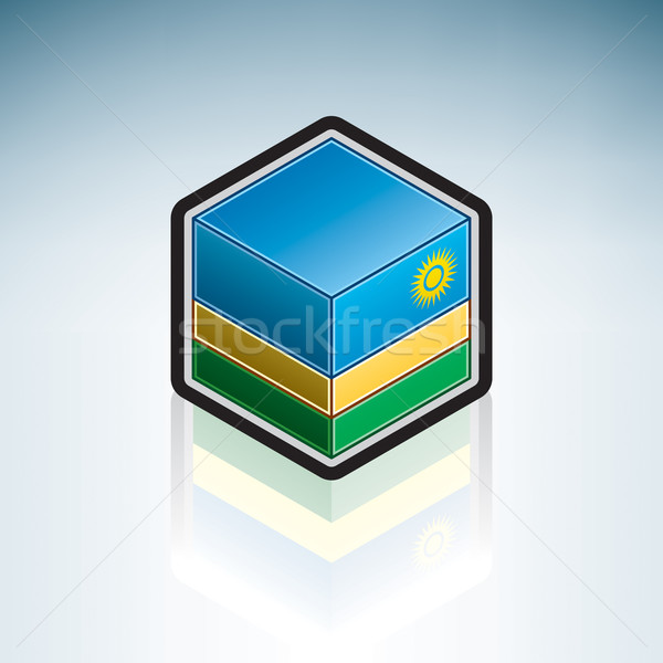 Rwanda Afryki banderą republika 3D izometryczny Zdjęcia stock © Vectorminator