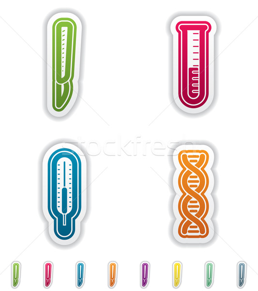 Gesundheitswesen Symbole richtig Thermometer grünen Aufkleber Stock foto © Vectorminator