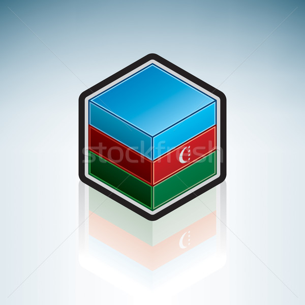 Azerbejdżan Europie banderą republika 3D izometryczny Zdjęcia stock © Vectorminator