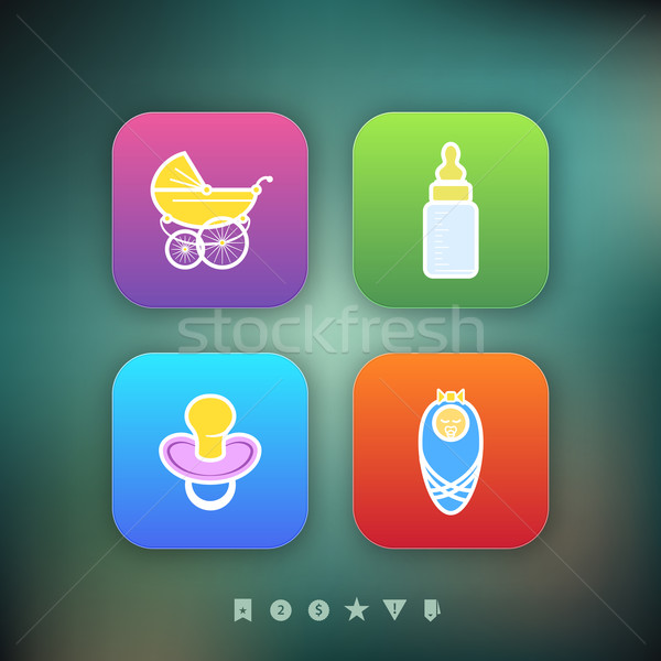 Baby geboren vier iconen tijd Stockfoto © Vectorminator