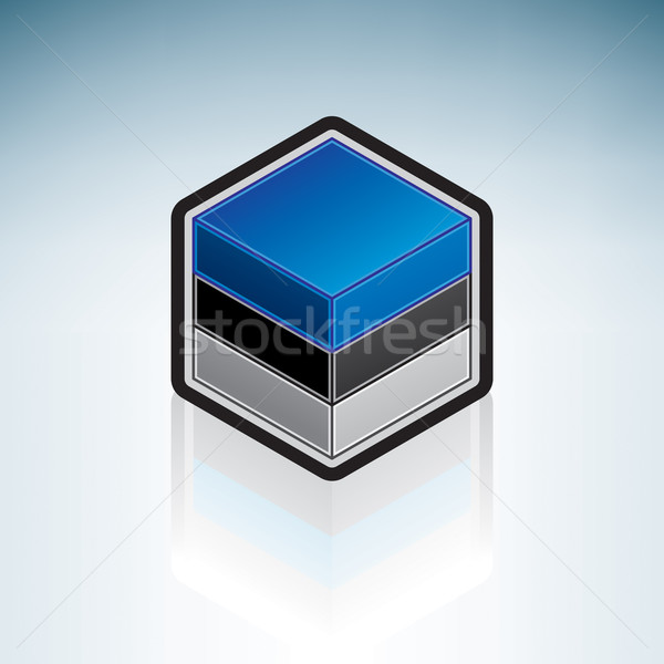 Estônia europa bandeira república 3D isométrica Foto stock © Vectorminator