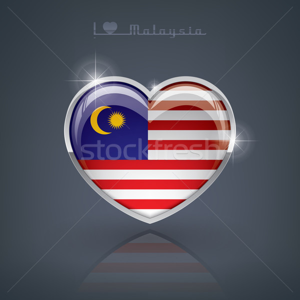 Maleisië glanzend hartvorm vlaggen hart Stockfoto © Vectorminator