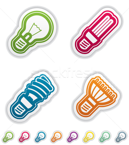 Iroda ellátás tárgyak villanykörte fluoreszkáló öko Stock fotó © Vectorminator