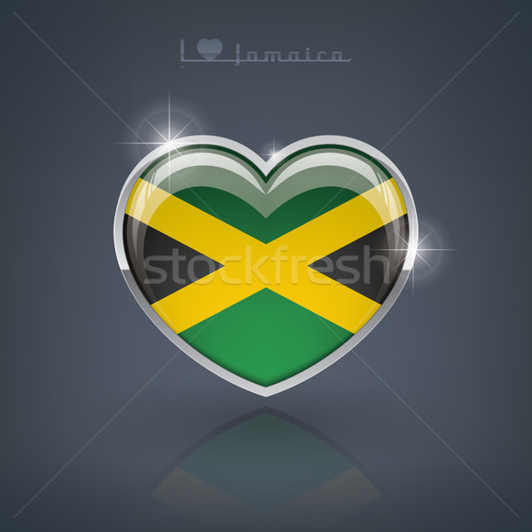 Jamaika glänzend Herzform Fahnen Herz Kunstwerk Stock foto © Vectorminator
