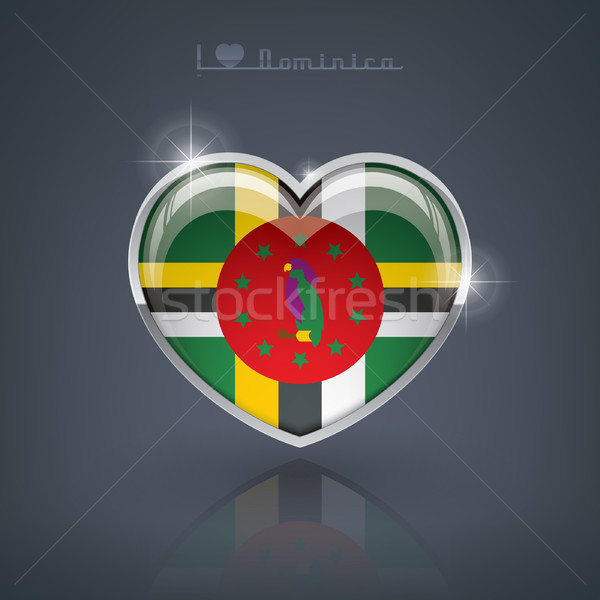 Dominika fényes szív alak zászlók szív mű Stock fotó © Vectorminator