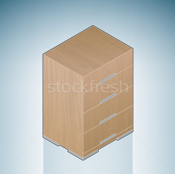 Bútor hálószoba mellkas fiókok 3D izometrikus Stock fotó © Vectorminator