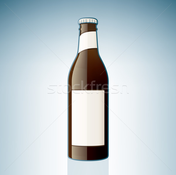 Barna sörösüveg alkohol üveg ikon szett kék Stock fotó © Vectorminator