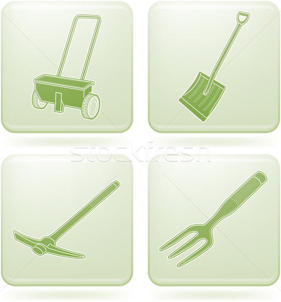 Olivine Square 2D Icons Set: Garden Tools Stock photo © Vectorminator