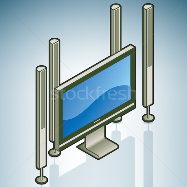 Ev sineması mutfak izometrik 3D Stok fotoğraf © Vectorminator