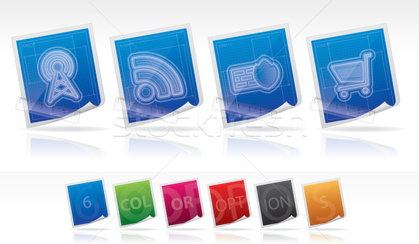 Internet pictogrammen web interface iconen hier Stockfoto © Vectorminator