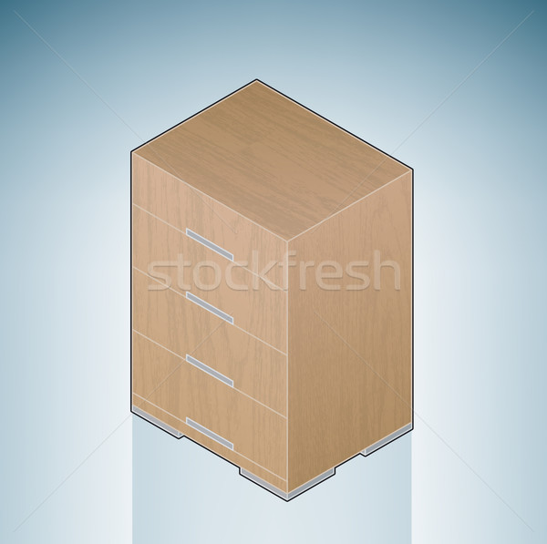 Bútor hálószoba mellkas fiókok 3D izometrikus Stock fotó © Vectorminator